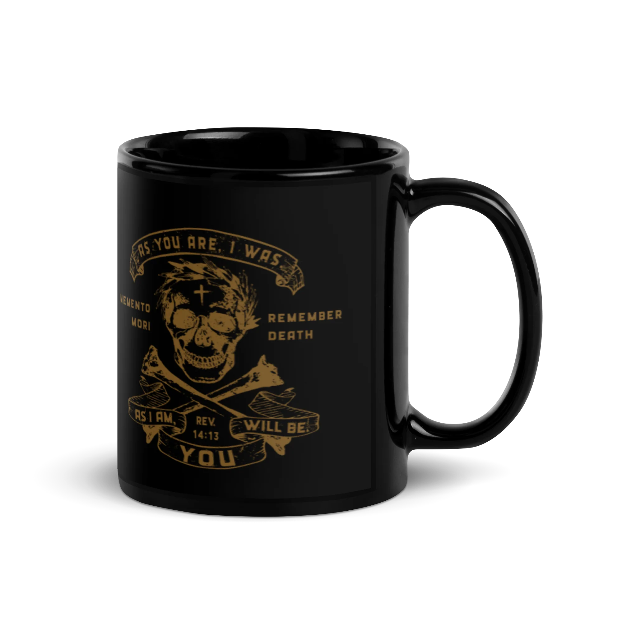 Memento Mori 3 - Black Glossy Mug - Image 2