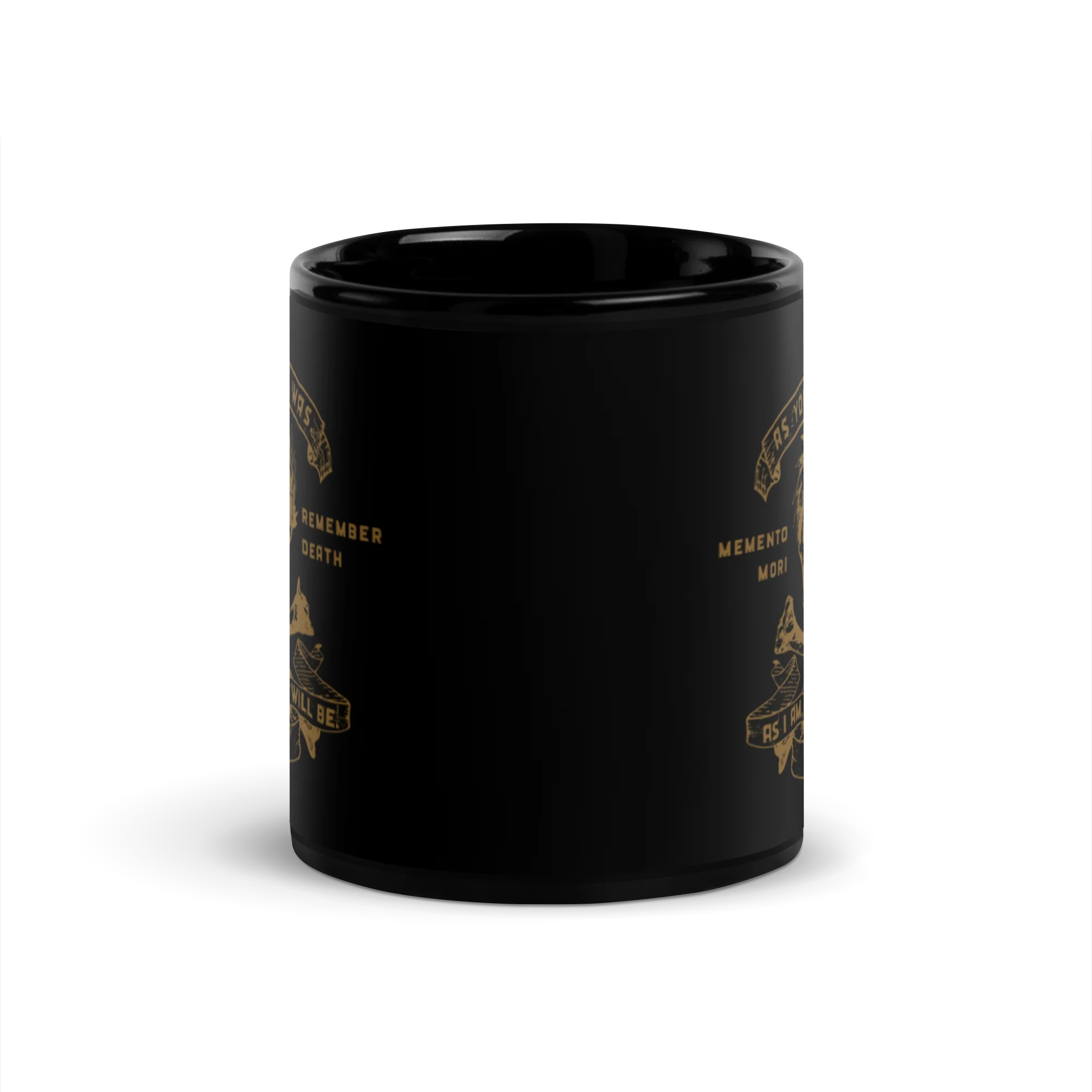 Memento Mori 3 - Black Glossy Mug - Image 4