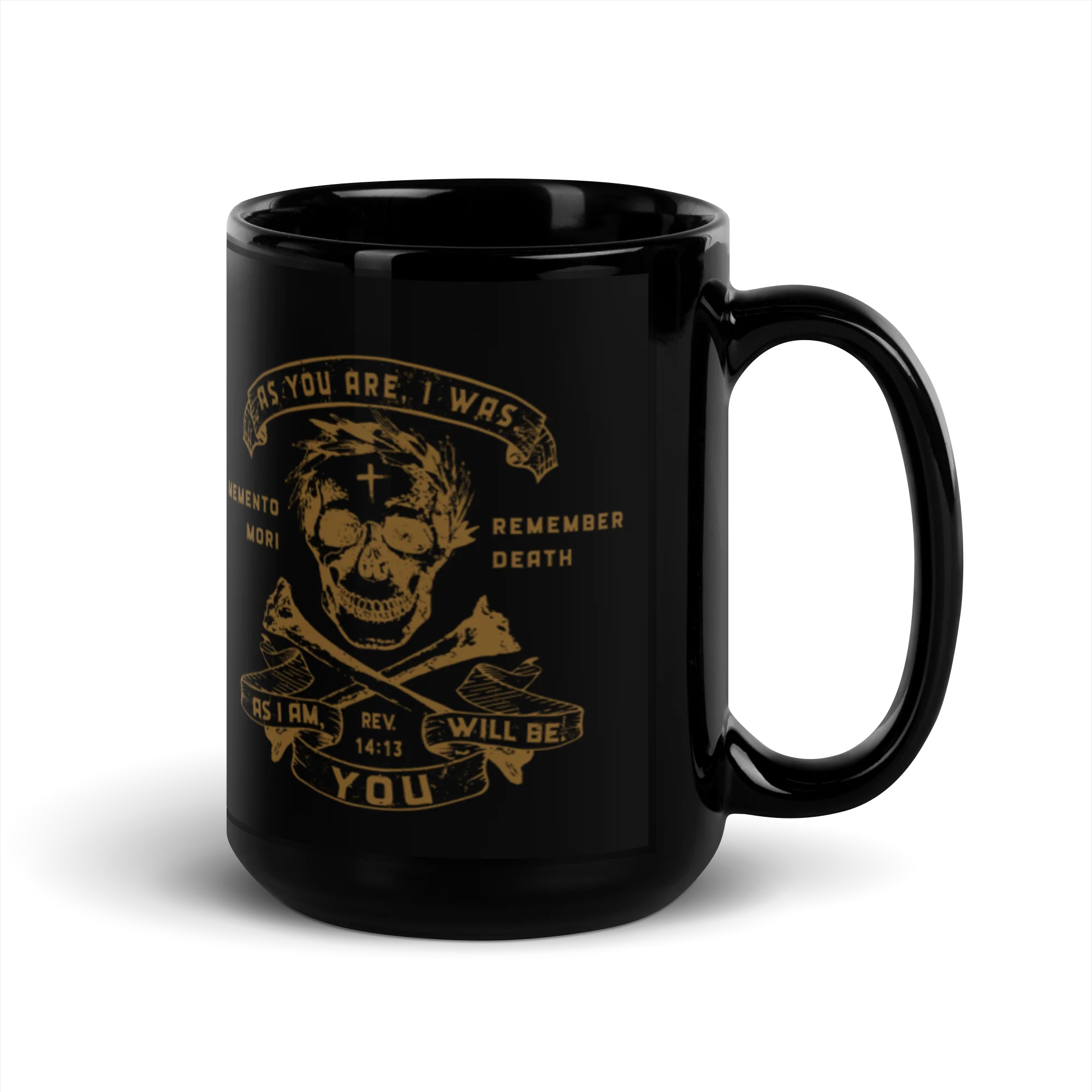 Memento Mori 3 - Black Glossy Mug - Image 5