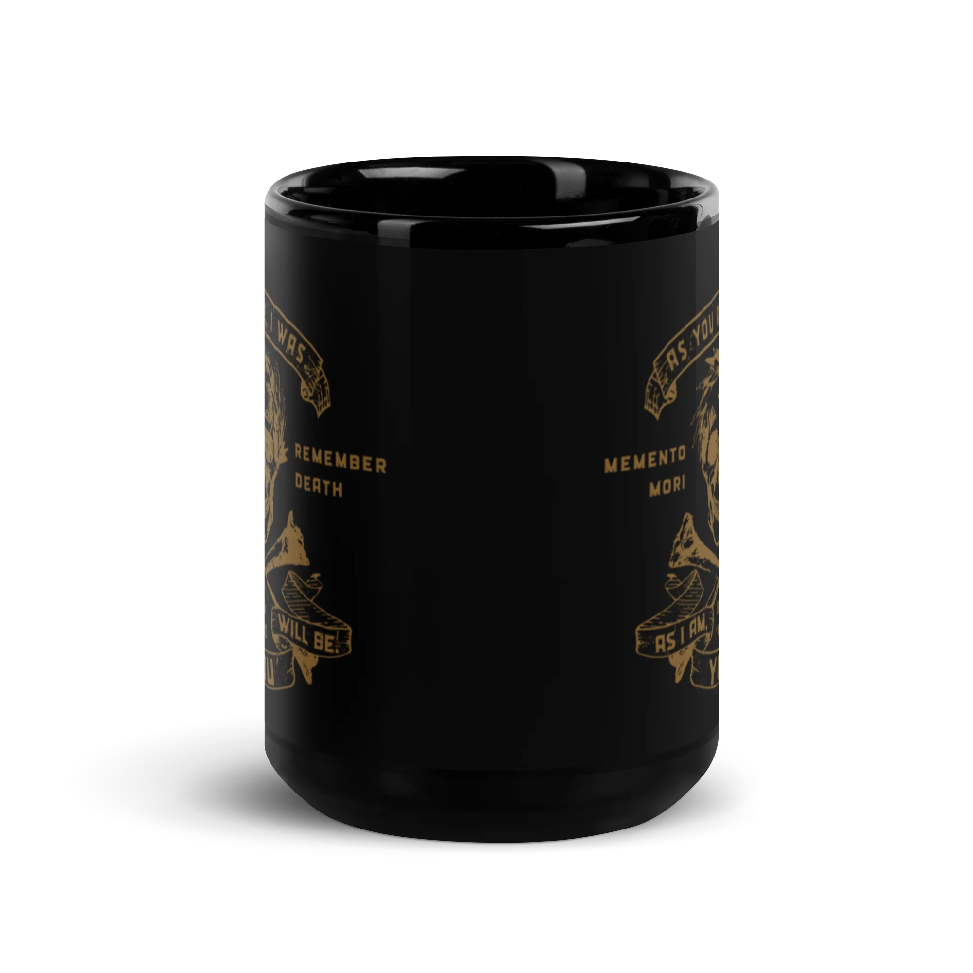 Memento Mori 3 - Black Glossy Mug - Image 6