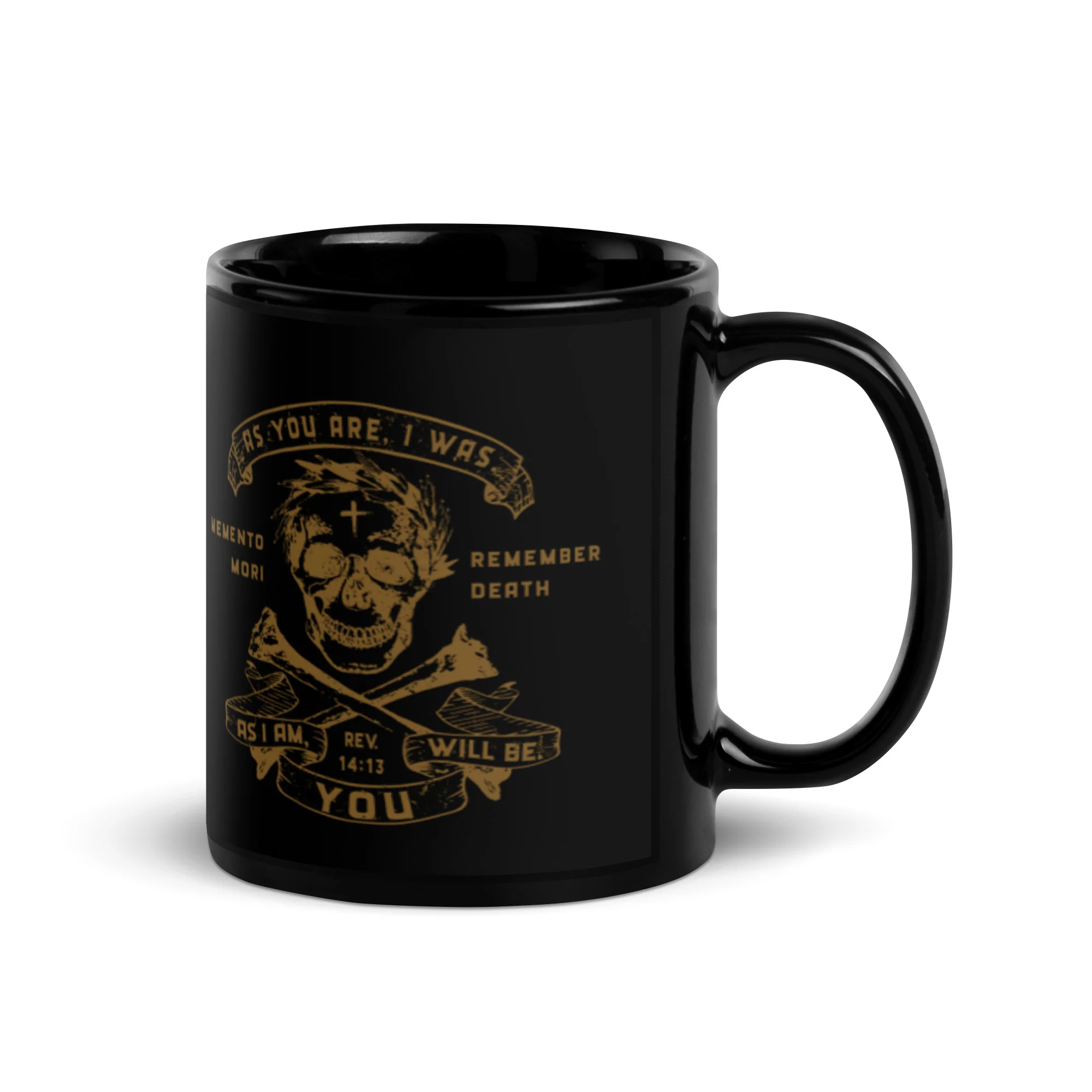 Memento Mori 3 - Black Glossy Mug - Image 7