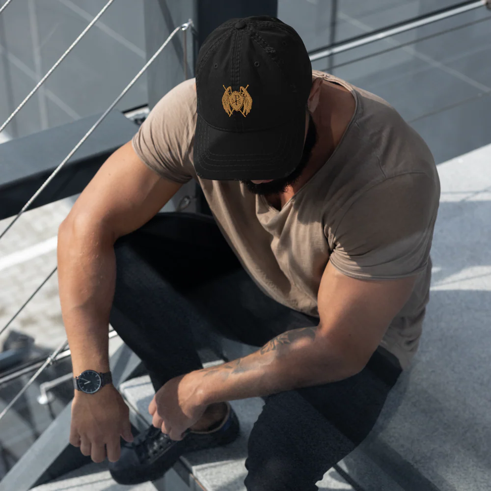 Sanctus Crest Distressed Dad Hat - Image 2