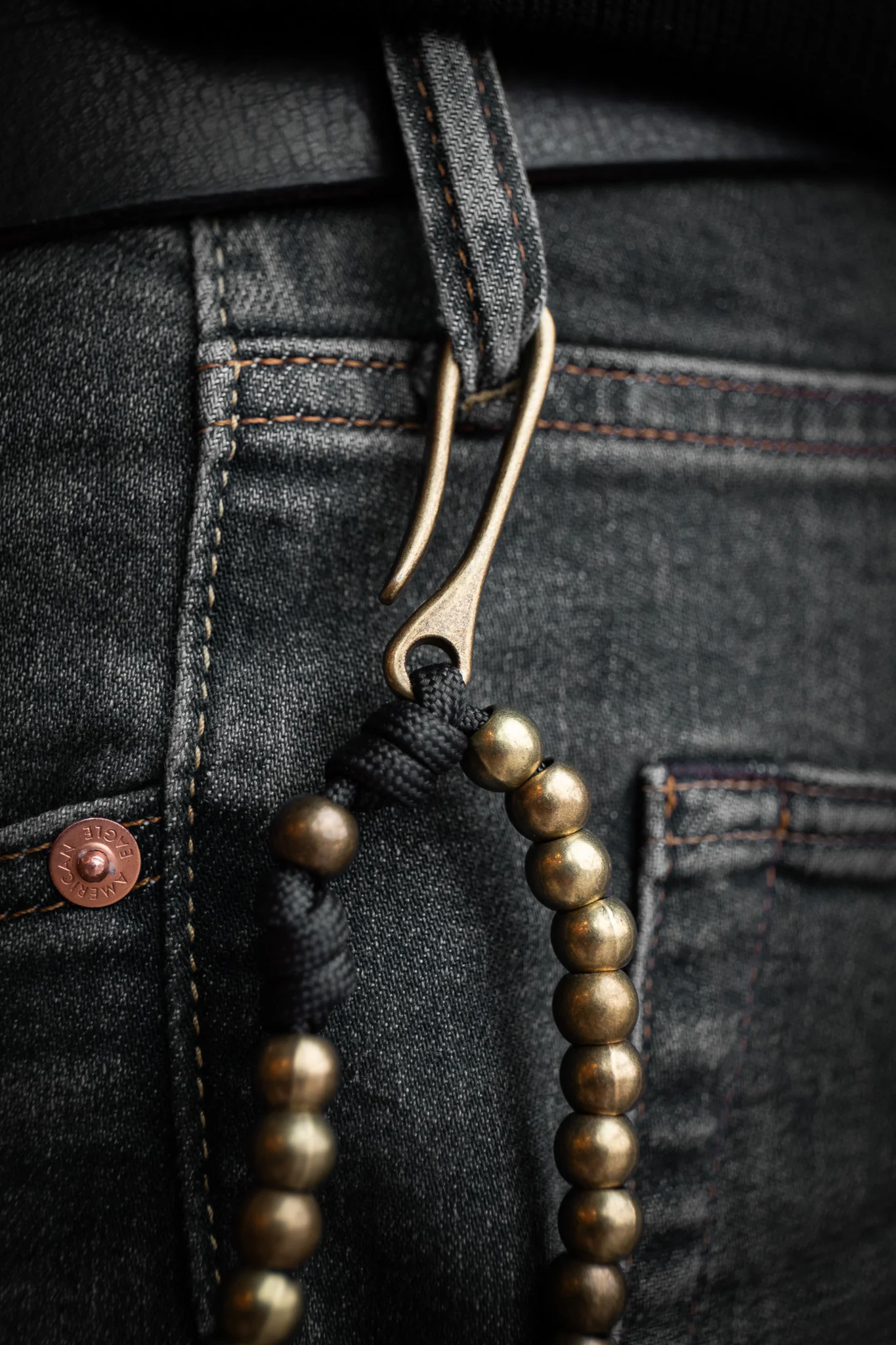Sanctus Open Carry Belt Rosary  MKII - Black & Brass - Image 3
